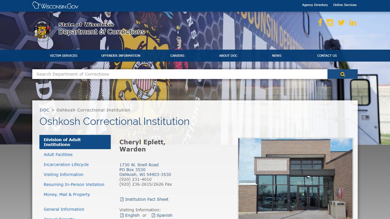 DOC Oshkosh Correctional Institution - Wisconsin