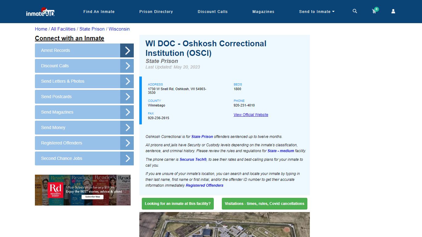 WI DOC - Oshkosh Correctional Institution (OSCI) & Inmate Search ...
